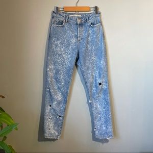 Bershka relax cropped mid rise denim jeans size 24